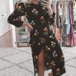 Reformation Reza night bloom long sleeve floral midi dress NWT